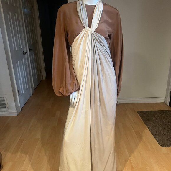 1960'S VINTAGE NEIMAN MARCUS SILK TWO TONE GOWN SIZE 14 - Picture 1 of 12
